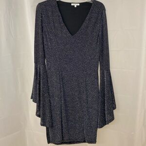 Charlotte Russe  Premium sequin black silver dress, Bell sleeves, V-neck, large
